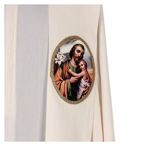 Stola aus 100% Polyester in liturgischen Farben mit Sankt Joseph Gamma 2