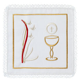Altar linens of silk, cotton and viscose, set of 4, chalice embroidery