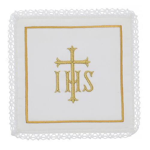 Set of 4 altar linens, silk, cotton and viscose, JHS 1