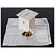 Altar linens of silk, cotton and viscose, set of 4, golden chalice embroidery s2