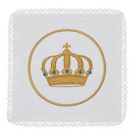 Set of 4 altar linens, silk, cotton and viscose, crown