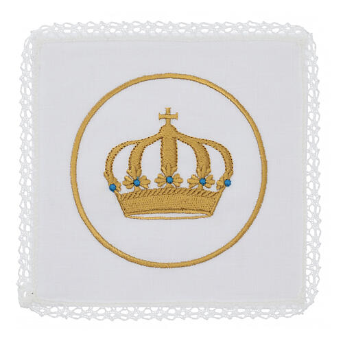 Set of 4 altar linens, silk, cotton and viscose, crown 1