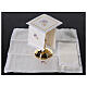 Set of 4 altar linens, silk, cotton and viscose, JHS with raisin s2