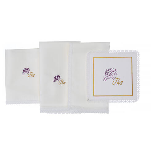 Servizio da altare uva JHS 4 pz seta cotone viscosa  3