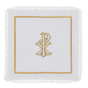 Set of 4 altar linens with Chi-Rho, linen cotton and viscose