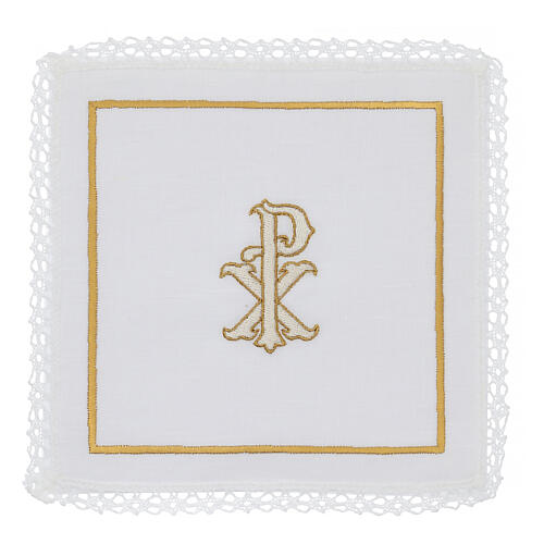 Set of 4 altar linens with Chi-Rho, linen cotton and viscose 1