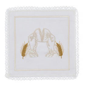 Set of 4 altar linens with wheat and bread, linen cotton and viscose