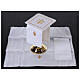 Set of 4 altar linens with JHS, linen cotton and viscose s2