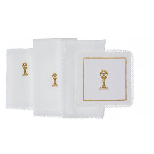 Servizio da Messa calice oro lino cotone viscosa 4 pz 3