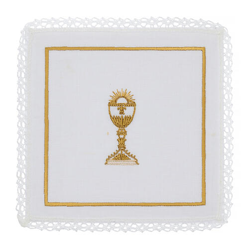 Altar cloth set chalice gold linen cotton viscose 4 pcs 1