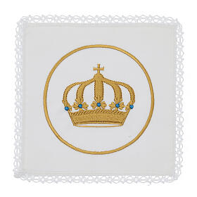 Set of 4 altar linens with crown, linen cotton and viscose