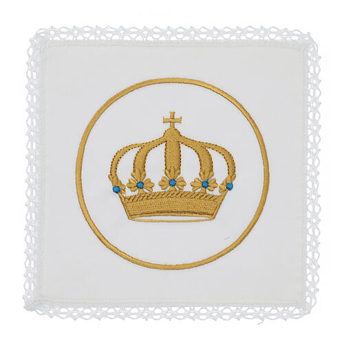 Set of 4 altar linens with crown, linen cotton and viscose 1