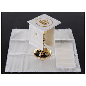 Mass altar cloth set with crown 4 pcs linen cotton viscose