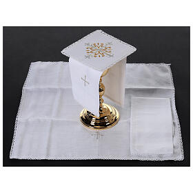 Altar cloth set cross floral embroidery linen cotton viscose 4 pcs