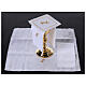 Altar linens set with dove and chalice, linen cotton and viscose, set of 4 s2