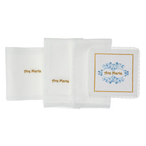 Kelchwäsche "Ave Maria", von Hand bestickt – 4-teilig, 80 % Leinen, 10 % Baumwolle, 10 % Viskose 3
