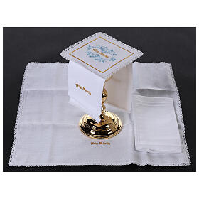 Altar linens set with Ave Maria, linen cotton and viscose, set of 4