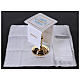Altar linens set with Ave Maria, linen cotton and viscose, set of 4 s2