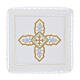 Altar linens set with silver and golden cross, linen cotton and viscose, set of 4 s1