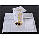 Altar linens set with silver and golden cross, linen cotton and viscose, set of 4 s2