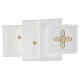 Altar linens set with silver and golden cross, linen cotton and viscose, set of 4 s3
