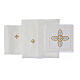 Altar linens set with silver and golden cross, silk cotton and viscose, set of 4 s3