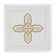 Conjunto de altar 4 peças seda algodão viscose bordado cruz ouro prata s1