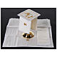 Altar linens set with Alpha and Omega, silk cotton and viscose, set of 4 s2