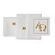 Altar linens set with Alpha and Omega, silk cotton and viscose, set of 4 s3