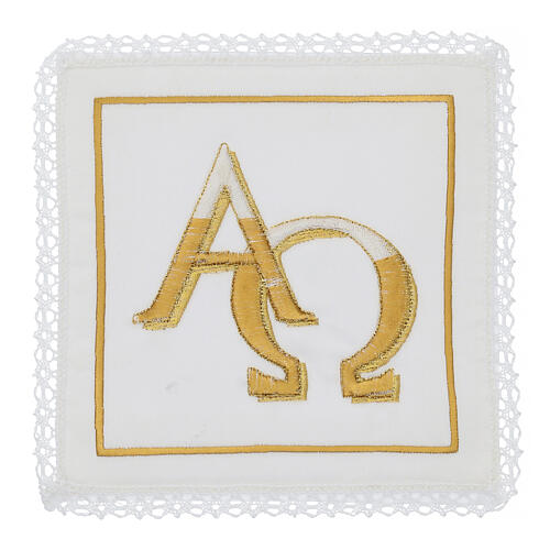 Servizio da altare alfa omega oro 4 pz seta cotone viscosa 1