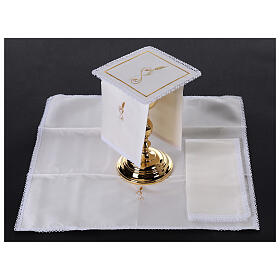 Conjunto de altar espiga dourada seda algodão viscose 4 peças