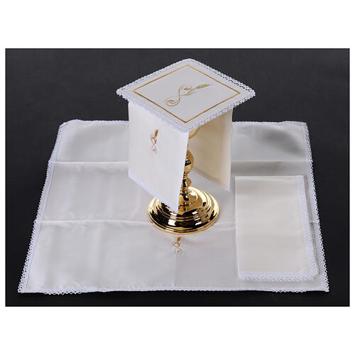 Conjunto de altar espiga dourada seda algodão viscose 4 peças 2