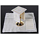 Altar linens set with white dove, silk cotton and viscose, set of 4 s2