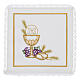 Altar linens set with grapes JHS and chalice, silk cotton and viscose, set of 4 s1