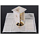 Altar linens set with grapes JHS and chalice, silk cotton and viscose, set of 4 s2