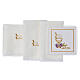 Altar linens set with grapes JHS and chalice, silk cotton and viscose, set of 4 s3