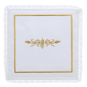 Kelchwäsche-Set, Ähren und Weintrauben als Stickerei, aus Seide, Baumwolle und Viskose – 4-teilig