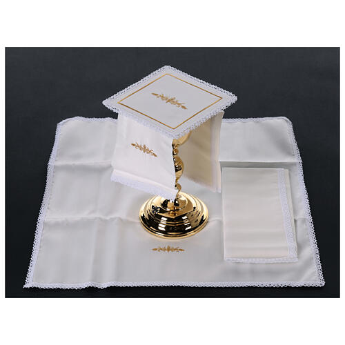 Conjunto de altar uva trigo ouro seda algodão viscose 4 peças 2