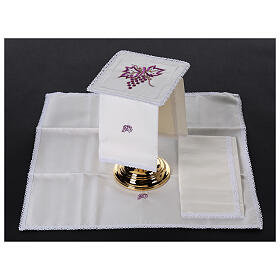 Kelchwäsche-Set, Traubenmotiv als Stickerei, aus Seide, Baumwolle und Viskose – 4-teilig