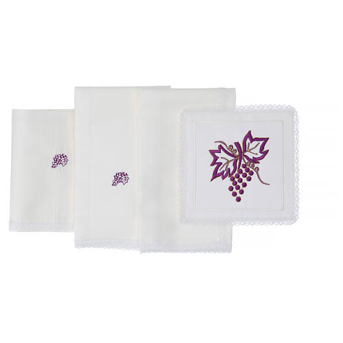 Kelchwäsche-Set, Traubenmotiv als Stickerei, aus Seide, Baumwolle und Viskose – 4-teilig 3