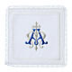 Conjunto de altar bordado cruz prata iniciais Marianas 4 peças seda algodão viscose s1
