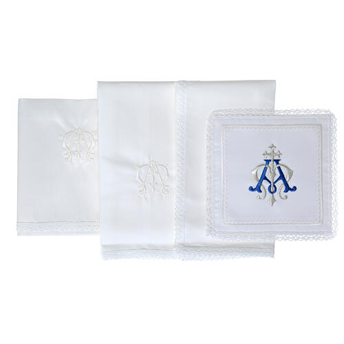 Altar cloths for mass silver cross MA 4 pcs silk cotton viscose 3