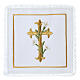 Conjunto de altar bordado cruz flores ouro 4 peças seda algodão viscose s1