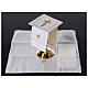 Conjunto de altar bordado cruz flores ouro 4 peças seda algodão viscose s2