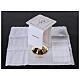 Altar set of 4 linens, Virgin Mary with heart-shaped rosary, linen cotton and viscose s2