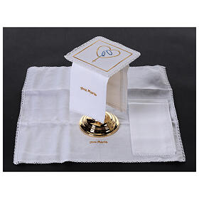 Mass altar cloths gold heart Mary 4 pcs linen cotton viscose