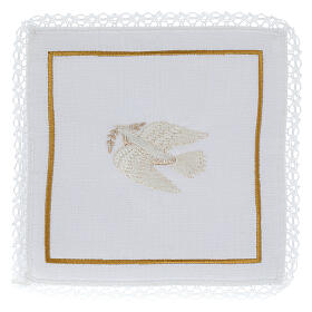 Linges d'autel avec colombe blanche 4 pcs lin coton viscose