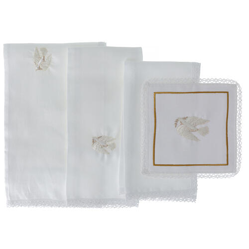 Altar cloths set white dove 4 pcs linen cotton viscose 3