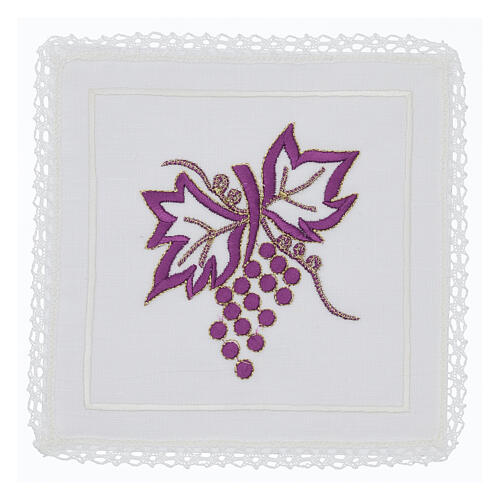 Set 4 linges d'autel raisin violet lin coton viscose 1