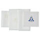 Altar set of 4 linens, Marial initials and cross, linen cotton and viscose s3